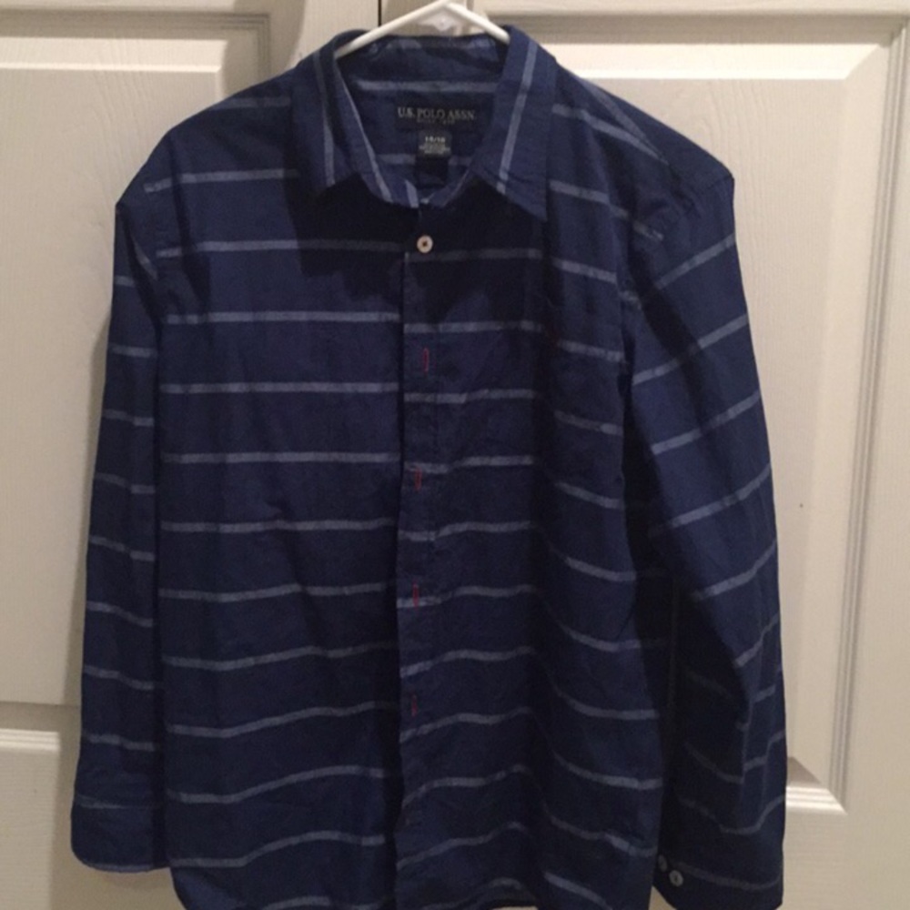 Men navy blue dress shirt